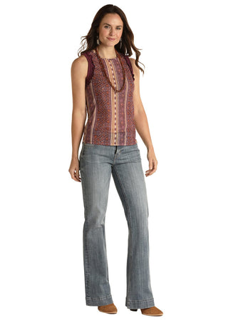 Panhandle Women’s Printed Knit Tank Top Dark Orchid - Cowboy SwaggerPanhandle Women’s Printed Knit Tank Top Dark Orchid