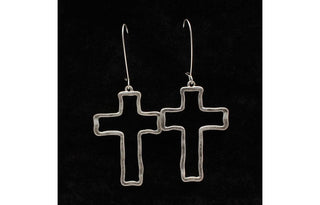Silver Strike Hanging Outlined Cross Earring - Cowboy SwaggerSilver Strike Hanging Outlined Cross Earring