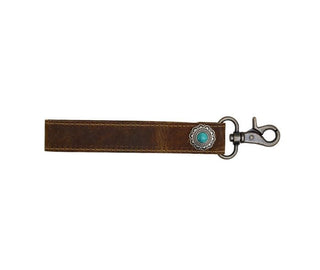 Tanned Key Fob Turquoise Accent - Cowboy SwaggerTanned Key Fob Turquoise Accent