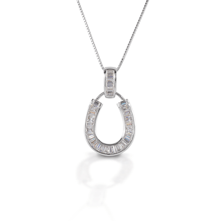 Women’s Sterling Silver Horseshoe Pendant Necklace with CZ Baguettes – Kelly Herd - Cowboy SwaggerWomen’s Sterling Silver Horseshoe Pendant Necklace with CZ Baguettes – Kelly HerdNecklaces