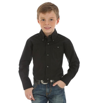 Wrangler Boy’s Classic Long Sleeve Shirt Black - Cowboy SwaggerWrangler Boy’s Classic Long Sleeve Shirt BlackShirts & Tops